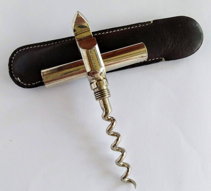 GES. GESCH - Vintage Travel Corkscrew og flaske / Can Opener i sag - Stål