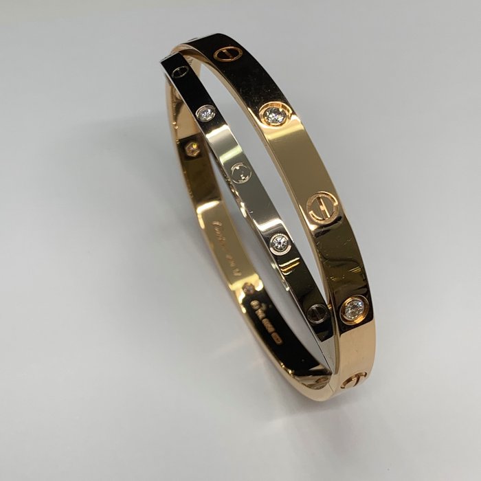 Cartier 玫瑰金, 白金 - Love Bracelet 0.78明亮式切割鑽石 - 0.78 ct 鉆石 - 12顆鑽石