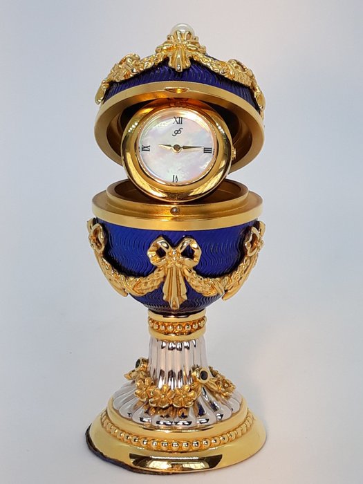 House of Fabergé - Franklin Mint - Horloge d'oeuf - Étain, Métal argenté, Plaqué or