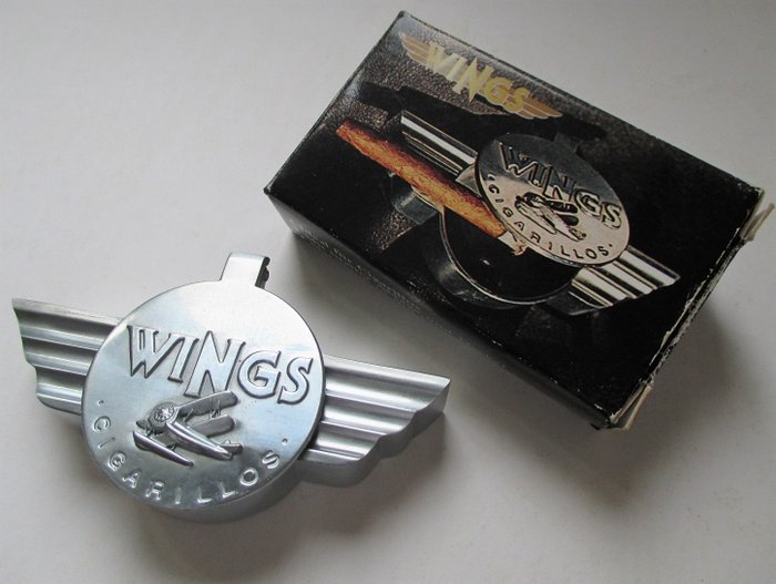 Reklám Hamutartó szárnyak cigarillók Hamutartó szivar - Art Deco stílus - fém - eredeti csomagolás - Alumíniumötvözet