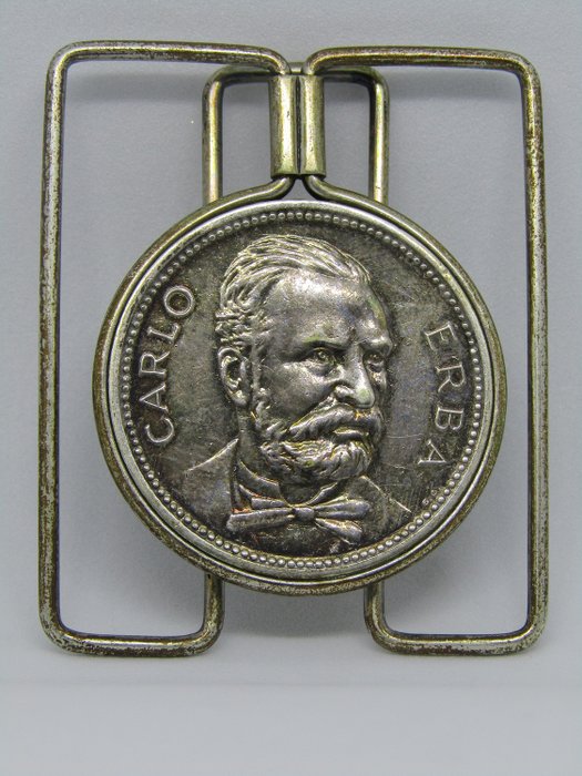 carlo erba  - medaglia , fibbia ,  moneta , porta banconote  (1) - .800 argento