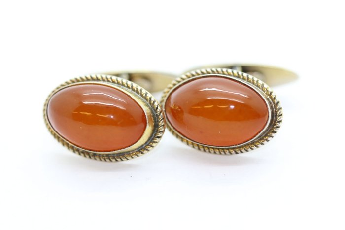 Silver cufflinks with amber USSR