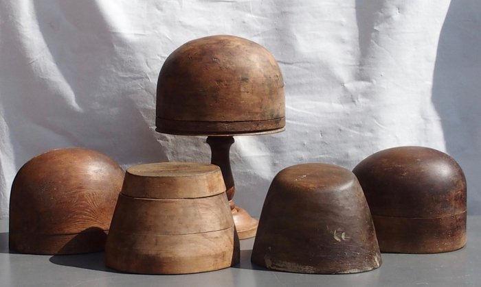 Seis formas de madera para gorro - abalorio sombrerero de sombrerero. - Madera