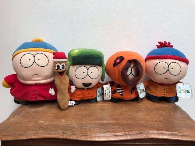 South Park - 5 original Soft Plush Dolls from 1998 - with tags - hard to find 
