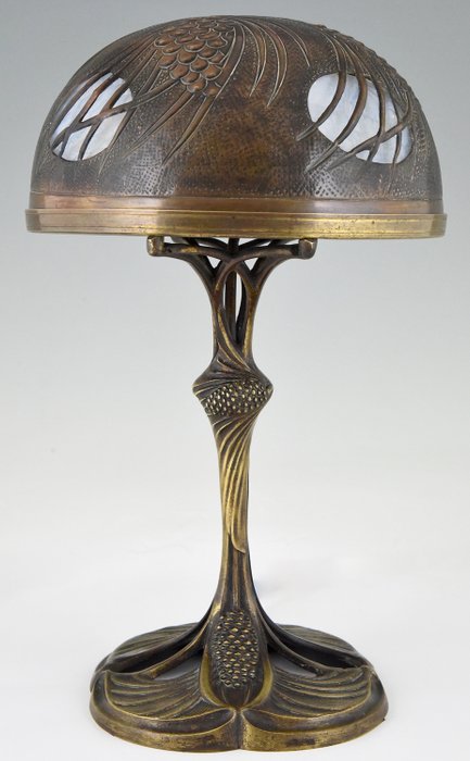 Georges Leleu - Art Nouveau bronzelampe