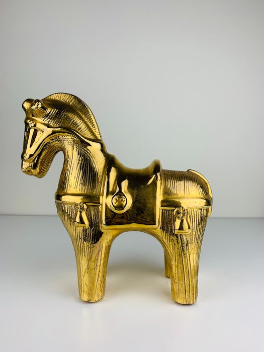 Aldo Londi - Bitossi - Gylden hest - Keramik, 22 k guldglasur
