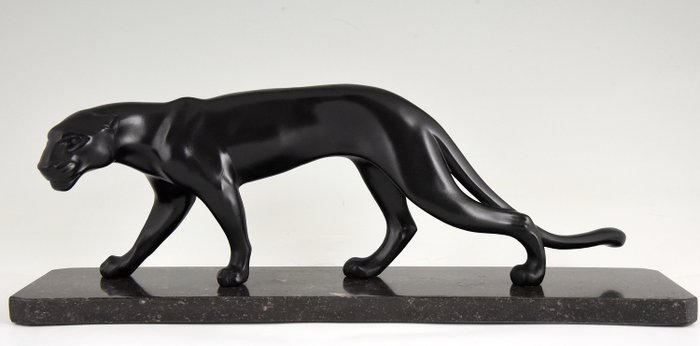 M. Font - Arta deco sculptura de o Panther care rulează