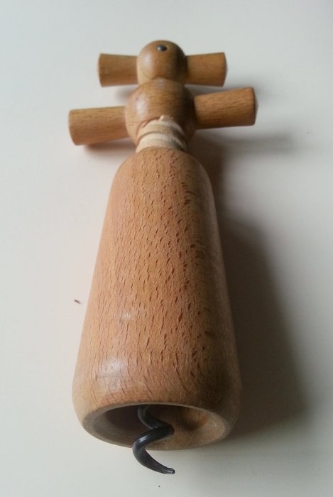 Simplex vintage double effect wooden corkscrew (1) - wood-steel