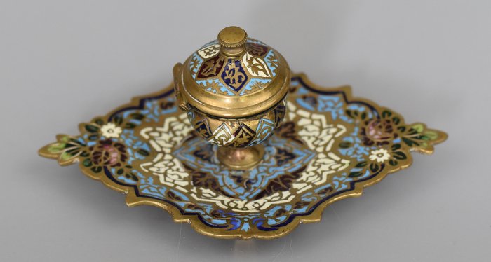 inkwell - Napoleon III - Bronze cloisonné enamels - 19th century