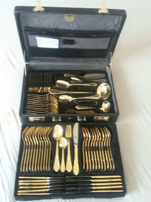 Chic Cutlery Set - SBS Solingen - Gold Plated - 70 Pieces - Gold plated (23 / 24k)