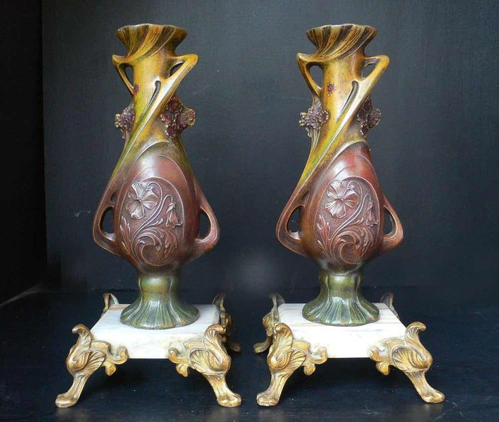 Claude Bonnefond  - Paire de vases Art Nouveau