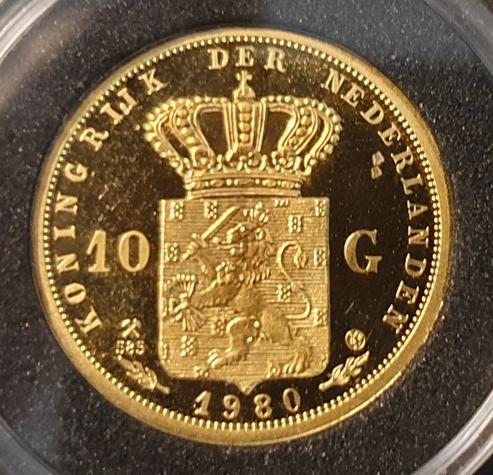 荷蘭 - Penning van 10 Gulden 1980 Beatrix - 金色