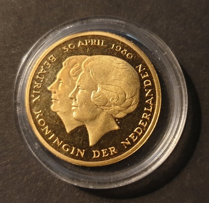 荷兰 - Penning van 1 Gulden 1980 Dubbelportret - 金