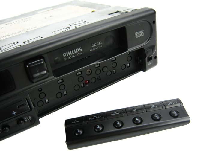 Klasyczne radio samochodowe Vintage Audio Stereo Funkcjonalny odtwarzacz kasetowy Autostore PHILIPS DC 213 - BMW WV FIAT MERCEDES RENAULT - 1988