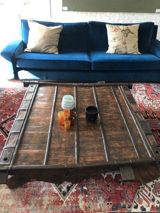 Soffbord, tabl, Indiskt soffbord (1) - Trä - gammal textilvagn - indische textielkar - Indien - 1800-talet