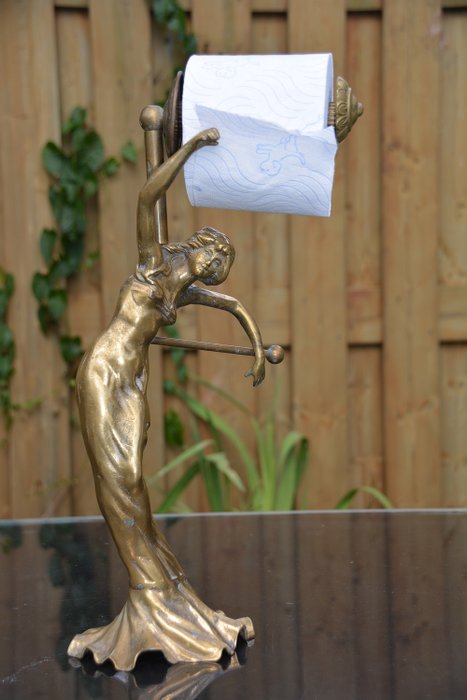 Spezieller Toilettenpapierhalter im Jugendstil - Art Nouveau - Bronze