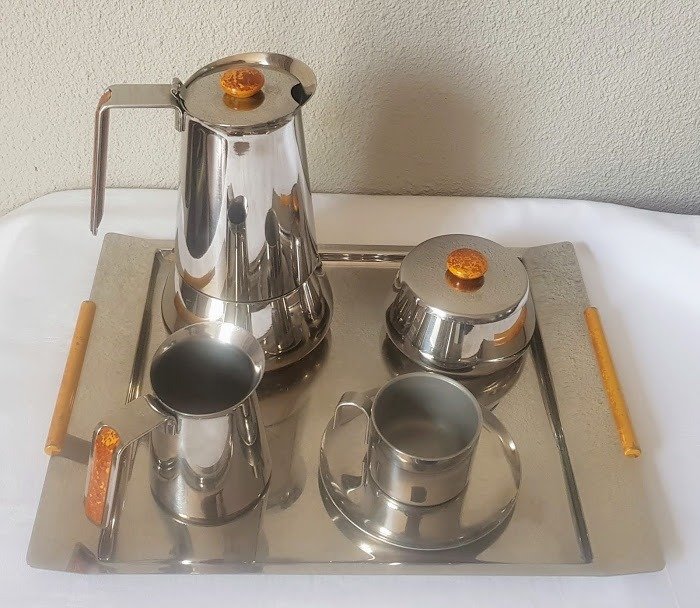 Guido Bergna voor Douwe Egberts - Coffee service, Vintage Espresso machine / Percolator INOX 18-10 - Steel (stainless)