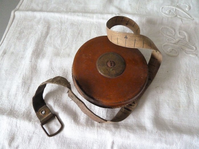 old tape measure tape decameter (1) - metal fabric leather