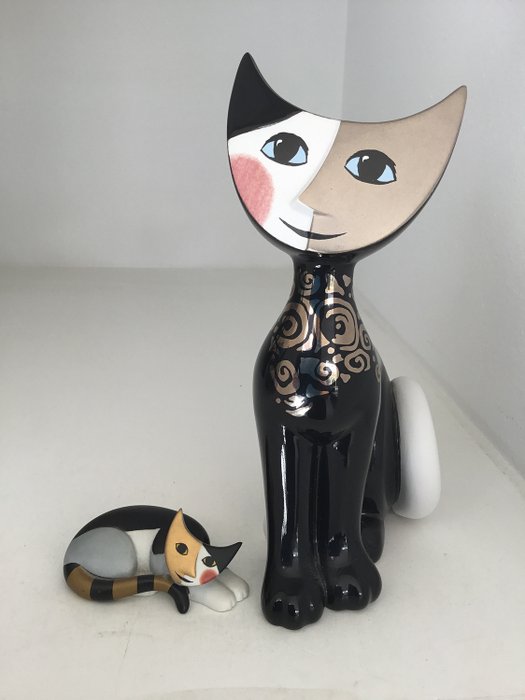 Rosina Wachtmeister Goebel - 貓圖像“羅薩里奧”和睡覺的小貓 - 瓷器