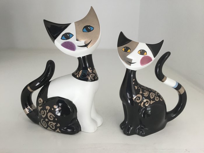 Rosina Wachtmeister Goebel - Duas imagens de gato "Emma" e "Romina" - Porcelana