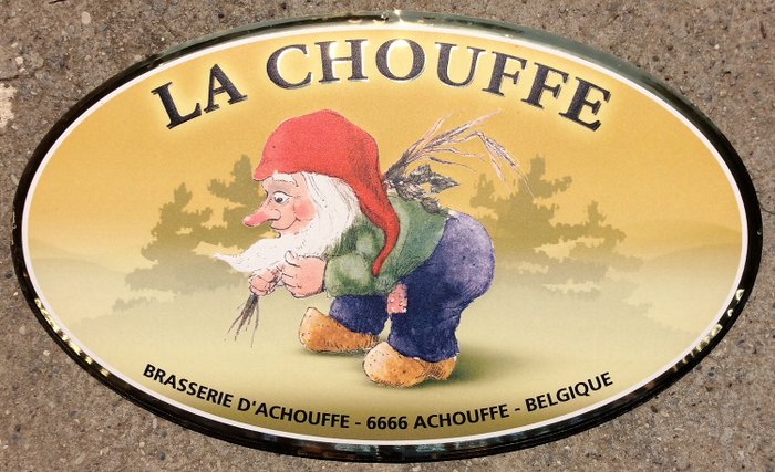 La Chouffe !!!!!!!! - Meget sjælden Storslået brasserie-reklameplade La Chouffe til Collector, loftdekoration (1) - metalplade