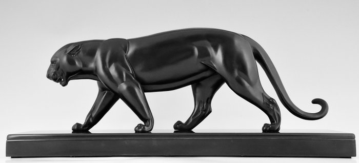 Irenee Rochard - Art-Deco-Skulptur eines laufenden Panthers