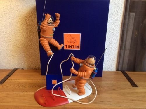 Tintin - Statuette Moulinsart 45909 - Tintin et Haddock cosmonautes sur la fusée - EO - (1999)