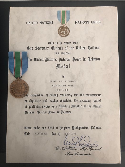 Nederland - FNs UNIFIL - Medalje - 1979