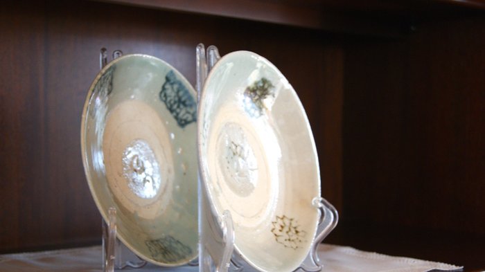 Platos (2) - Porcelana - Boeren-Ming Antieke Borden - China - Dinastía Ming (1368-1644)