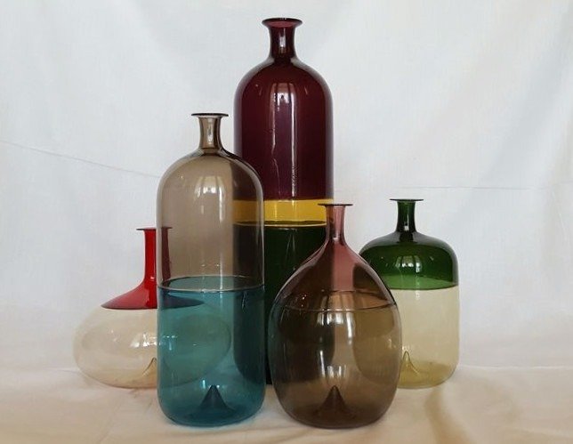 Tapio Wirkkala - Venini - Komplettes Set mit fünf Vasen ´Bolle´ (5) - Buntglas
