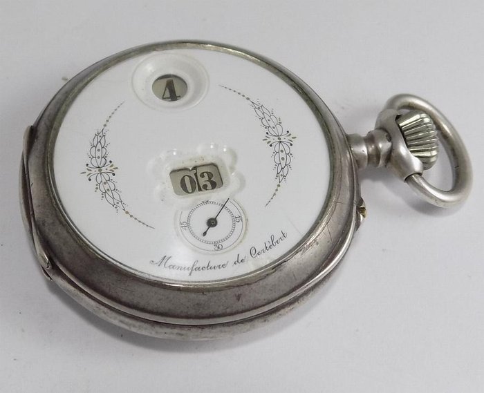 Cortébert - Jump Hour Pocket Watch - Silver - Patent Pallweber - Férfi - 1880