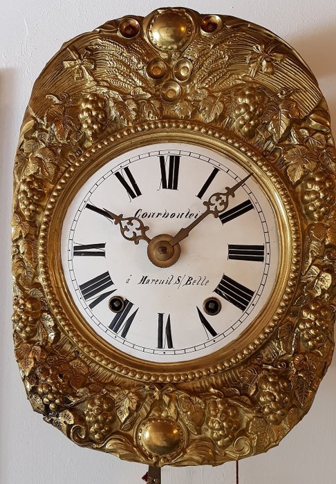 Comtoise wall clock - gemerkt Courbouleix á Mareuil  S / Belle - Lato copper - 19th century