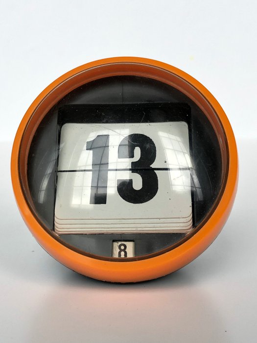 Space Age Brown & Orange Perpetual Retro Flip Calendar - Plastic