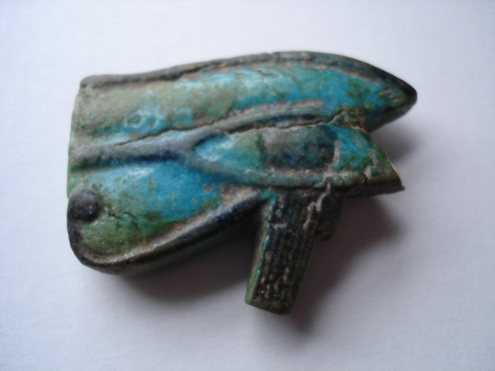 古埃及 彩陶 荷魯斯護身符的Udjat之眼 - 4×1×5.5 cm - (1)