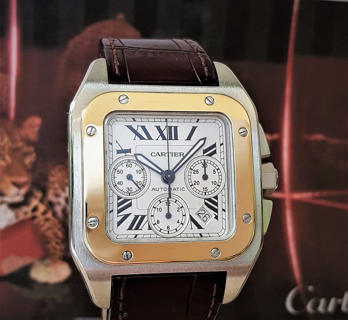 cartier santos 100 xl chronograph gold