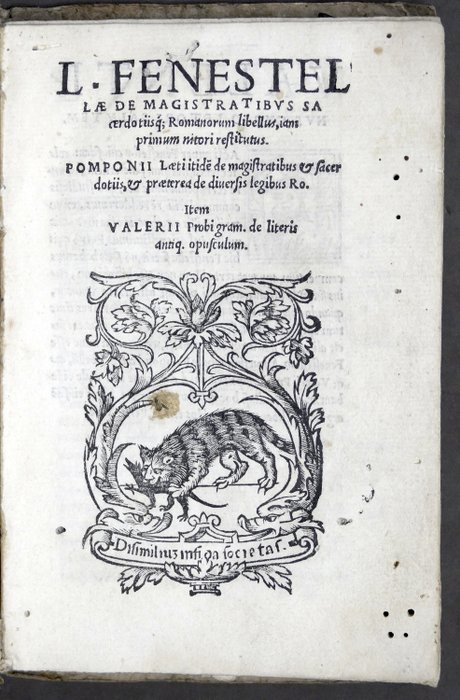 Andrea Domenico Fiocchi - L. Fenestellae De magistratibus sacerdotiisq[ue] Romanorum libellus - 1535