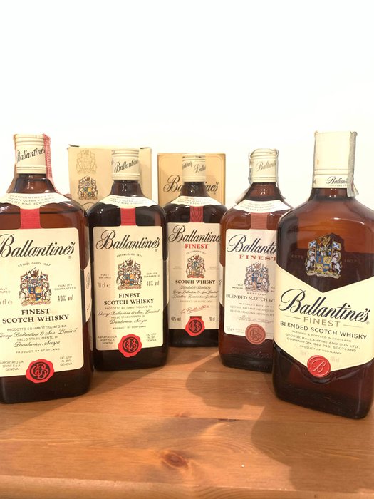 Ballantine's Finest Scotch Whisky - b. Années 1980, Années 1990 - 70cl - 5 bouteilles
