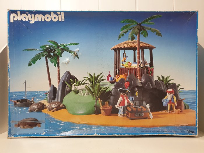 Playmobil - n°3799 Très rare  - Wyspa Piratów PLAYMOBIL N°3799 L'Ile Aux Trésors Vintage 1991 Avec boite & Notice  - 1990-1999
