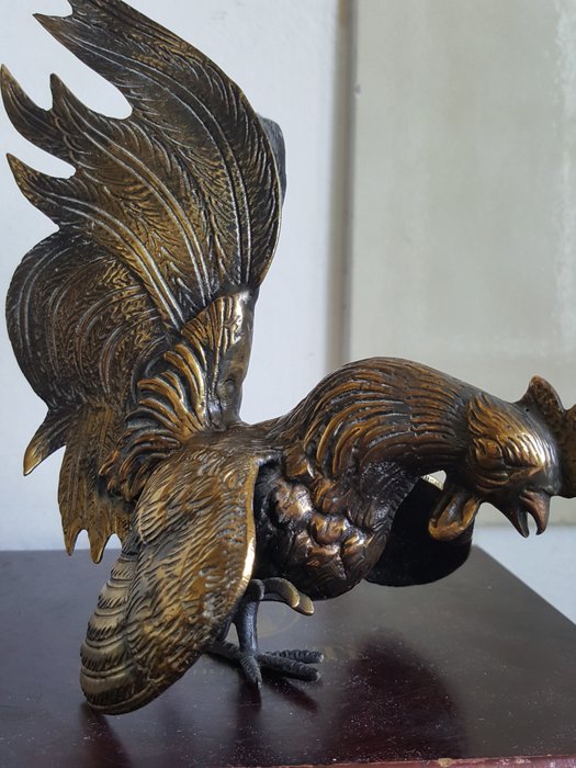 Sculpture, « Coq » - Bronze, En alliage