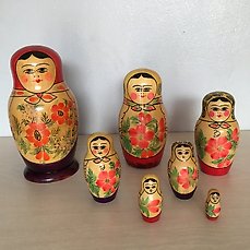 In Legno Babushka Matryoshka Russe a matrioska 6 Bambole Dipinte A Mano Giallo Top 