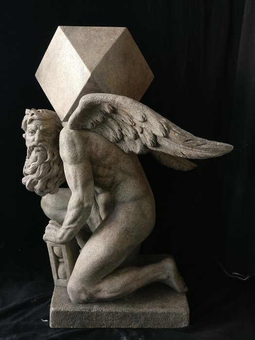 Spectaculaire sculptuur - Kronos, God van tijd - Vicenza steen