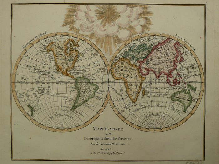 F Delamarche Mappe Monde Ou Description Du Globe