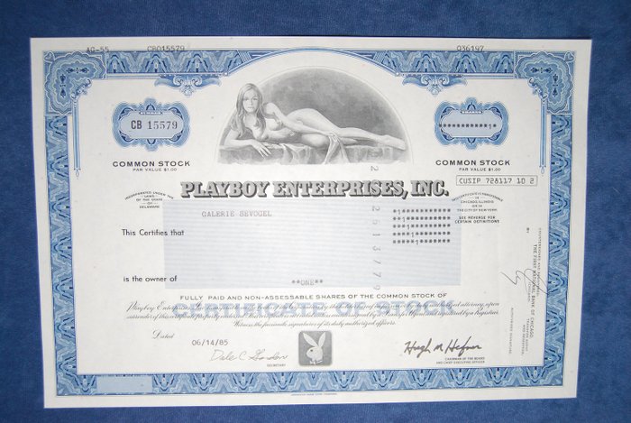 Playmate Willy Rey vignette , Playboy Enterprises certificate with famous P...