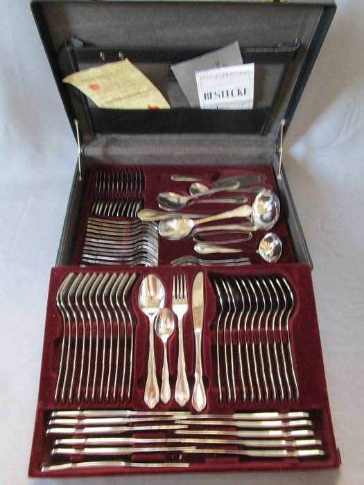  Nivella Besteck - Modell " Chippendale " - im Koffer - 12 Personen (72 Teile) - 18/10 stainless steel chrome / nickel / stainless steel - as new, unused condition & documents