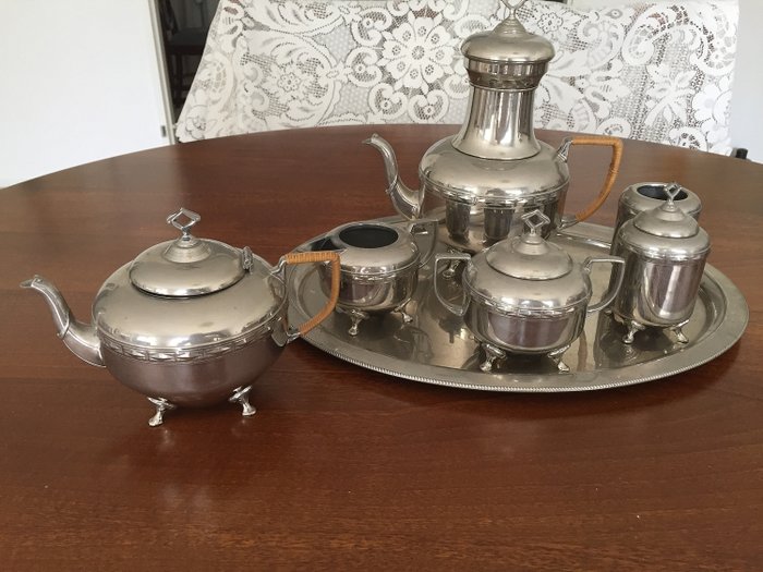 RIO Tiel - Art Deco Coffee/Tea Set (7) - Art Deco - silver plated, Tin