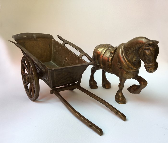 Horse and carriage - copper, brass