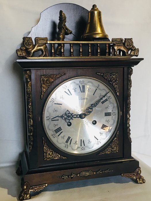 Very old Clock of the great and famous brand BELCANTO - Mechanical winder with bell ringer - Brass, Glass, Wood - 1905