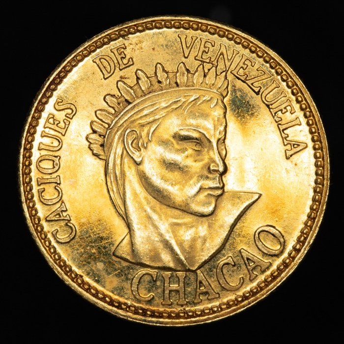 委內瑞拉 - 1/2 cacique - Serie CACIQUES DE VENEZUELA CHACAO. Inter-change Bank, Suiza (1957) - 金色