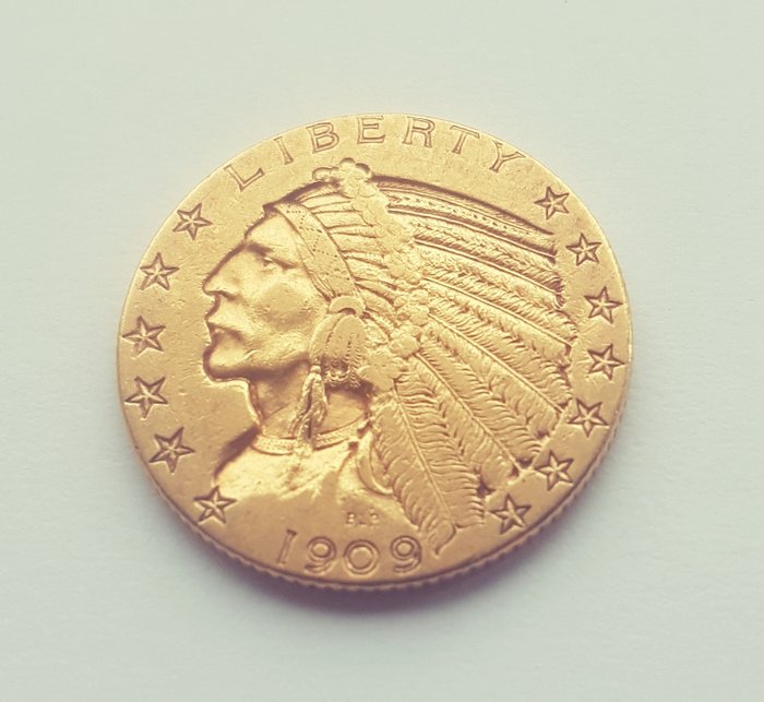 美國 - 5 Dollars 1909 Indian Head/ Eagle - 金色
