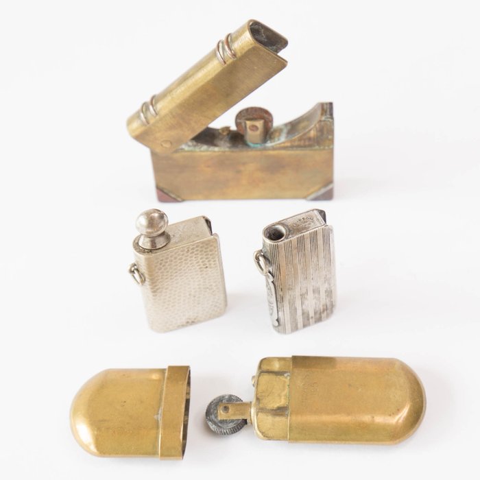Husson/ Paris-Ministere Finances, Horvath & others - Four antique petrol lighters